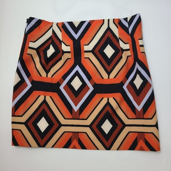 ZARA HIGH-WAIST PRINTED SKIRT ORANGE | 2396/066 SIZE M - Picture 8 of 14